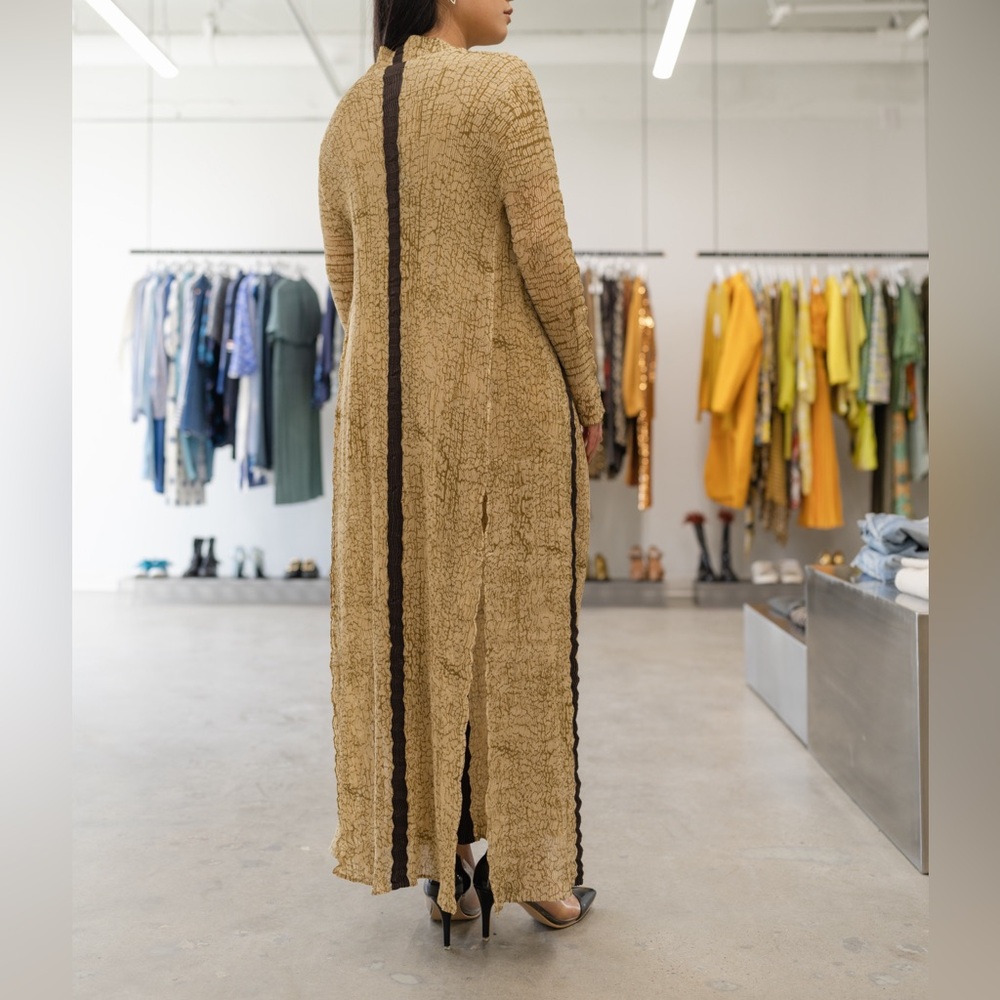 Issey Miyake Archival Tan Zigzag Pleats Long Duster